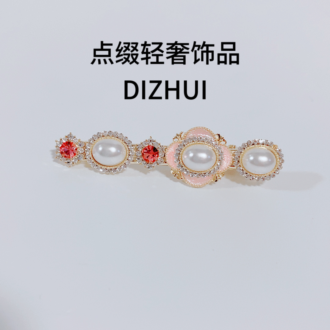 1902云朵珠珠鸭嘴夹刘海碎发夹侧边夹古风复古轻奢素款发卡