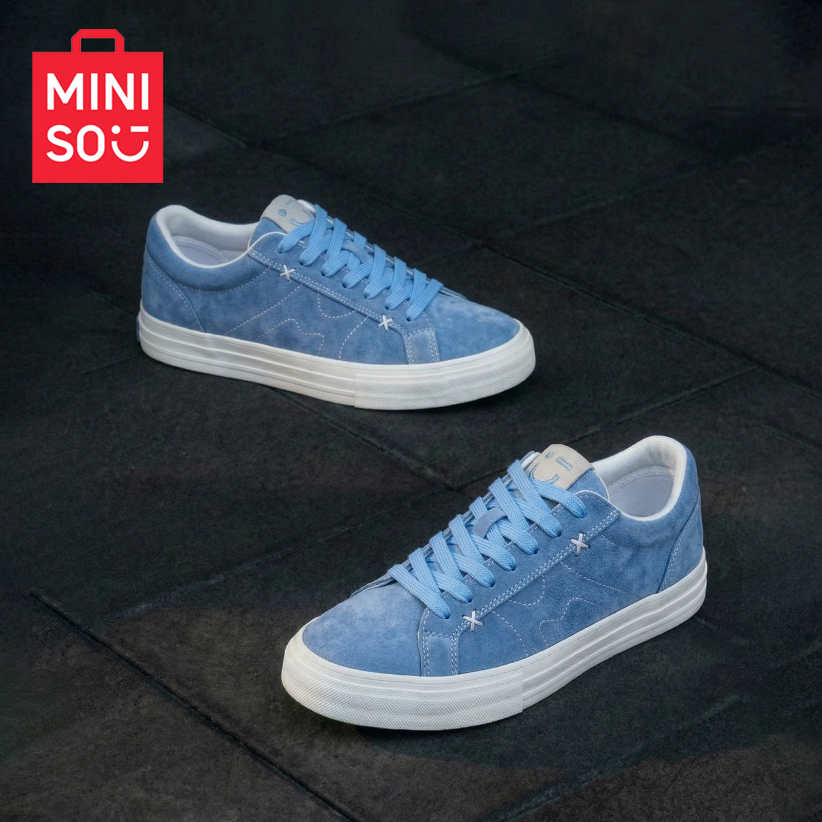 名创优品2026年新款男士鞋时尚休闲百搭板鞋春季小清新蓝色简约鞋商品图