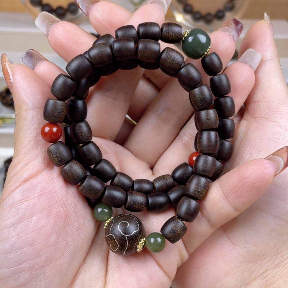 沉香手串纯*水越南芽庄白棋楠
