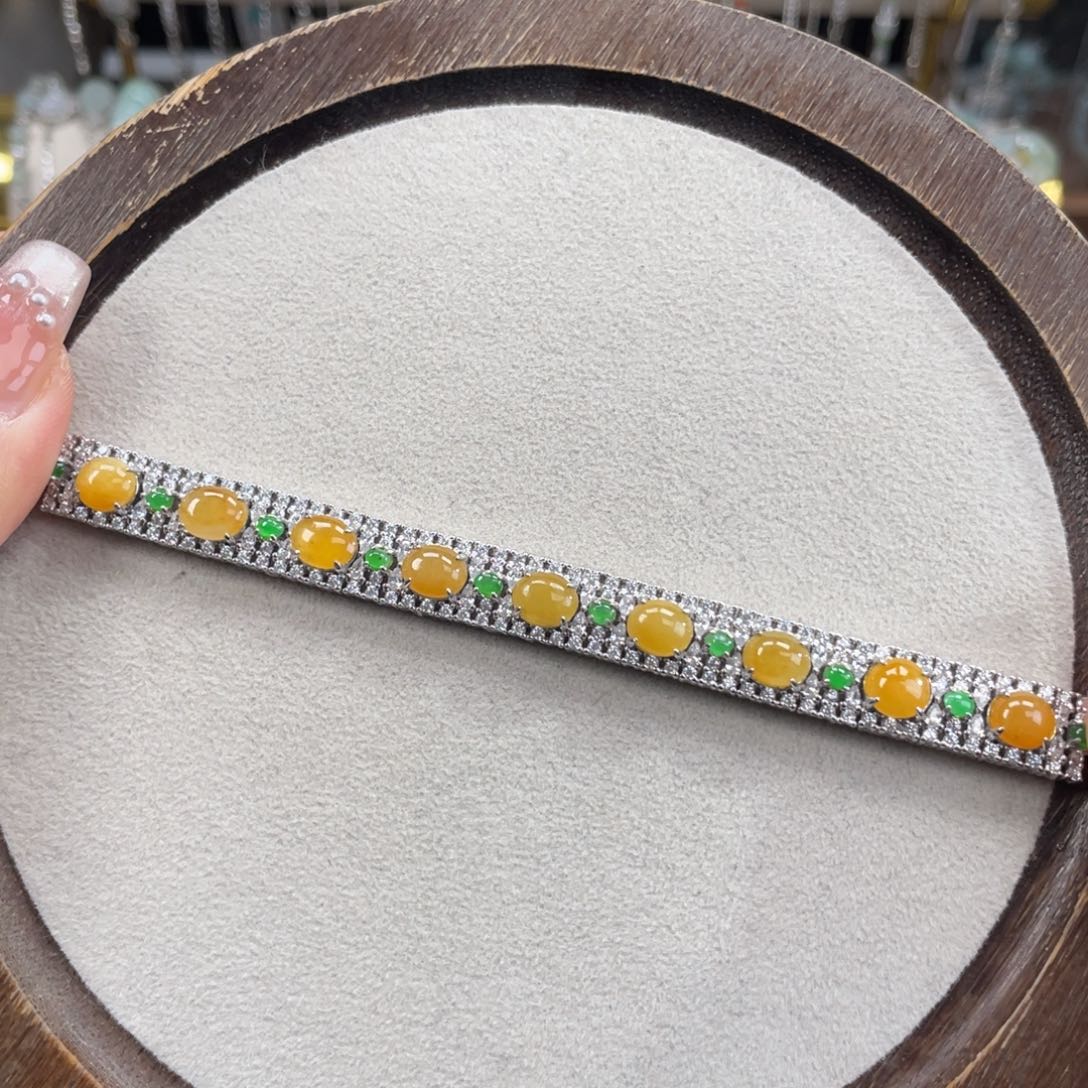 翡翠银S925镶嵌手链