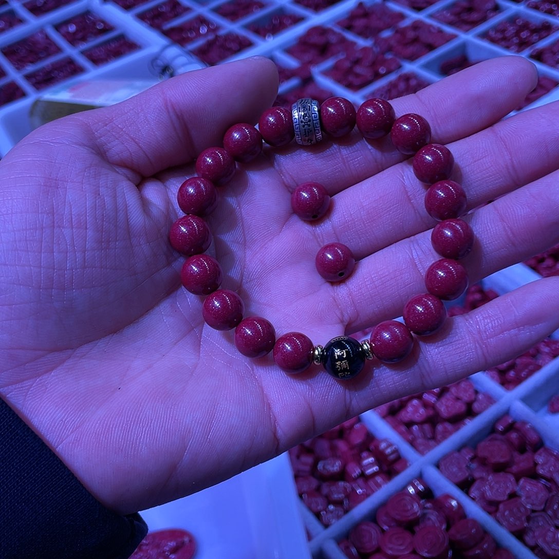天然辰砂紫金砂10毫米普贤手链加2颗160斤男