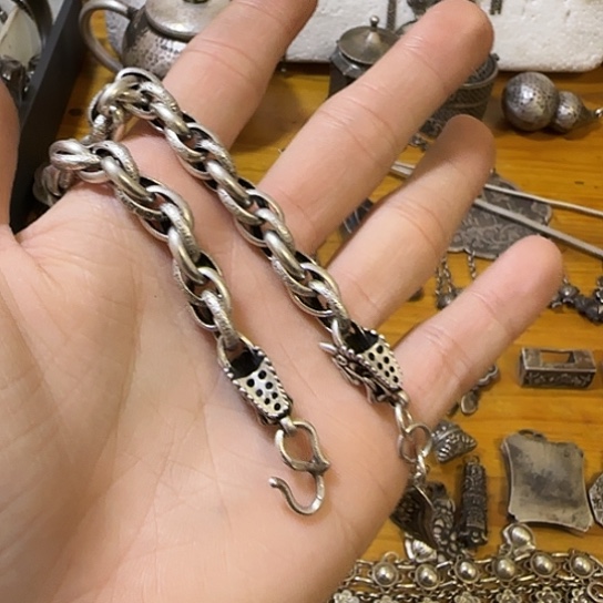 那***斗足银木质足银手链