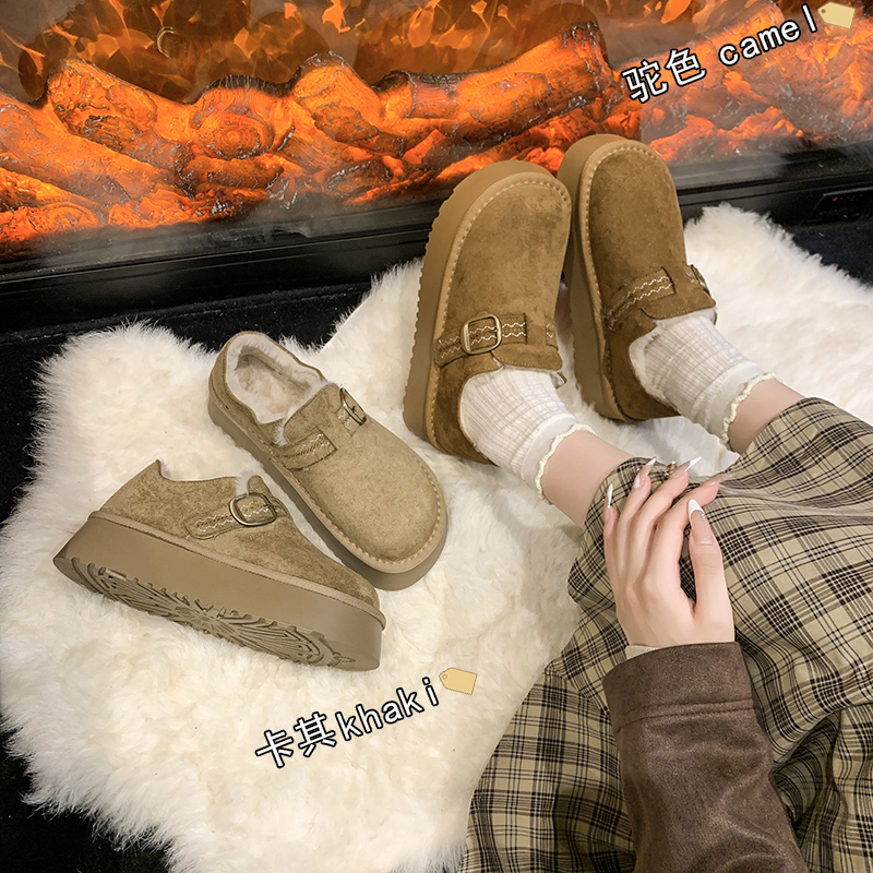 勃肯鞋女款2025新款爆款冬季加绒女鞋子外穿勃肯鞋低帮保暖棉鞋