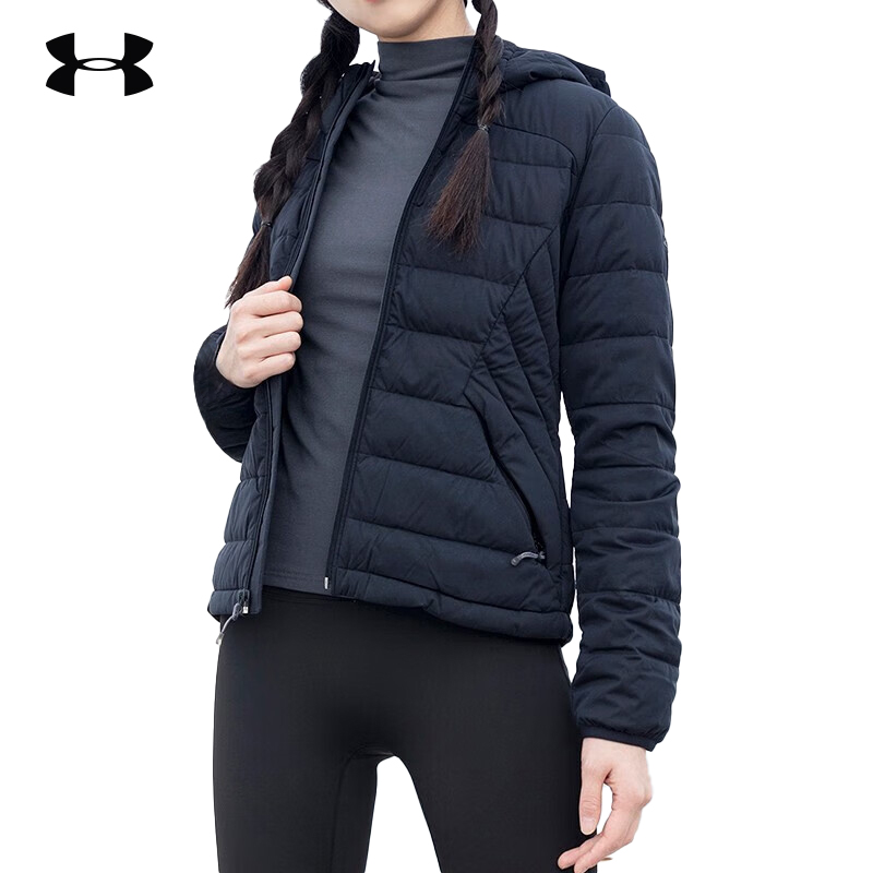 安德玛运动羽绒服女子春季防寒保暖健身服上衣户外跑步训练外套女