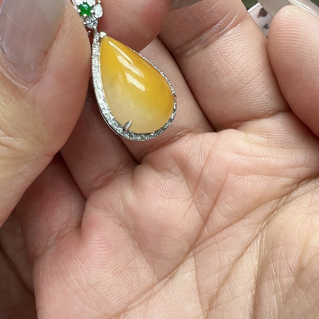 翡翠颈饰18K金镶嵌紫*天然缅甸A货翡翠