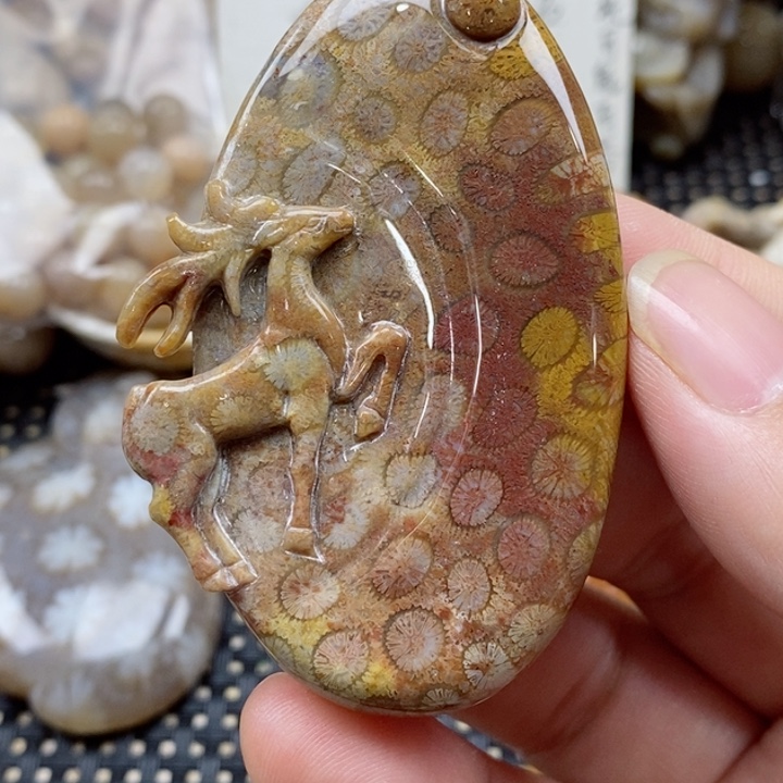 硅化珊瑚（珊瑚玉）颈饰未镶嵌