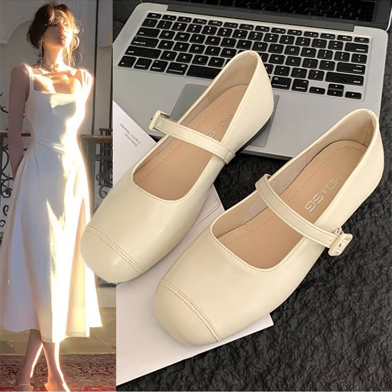 平底玛丽珍单鞋女2025新款春秋季配裙子法式豆豆鞋白色温柔晚晚鞋