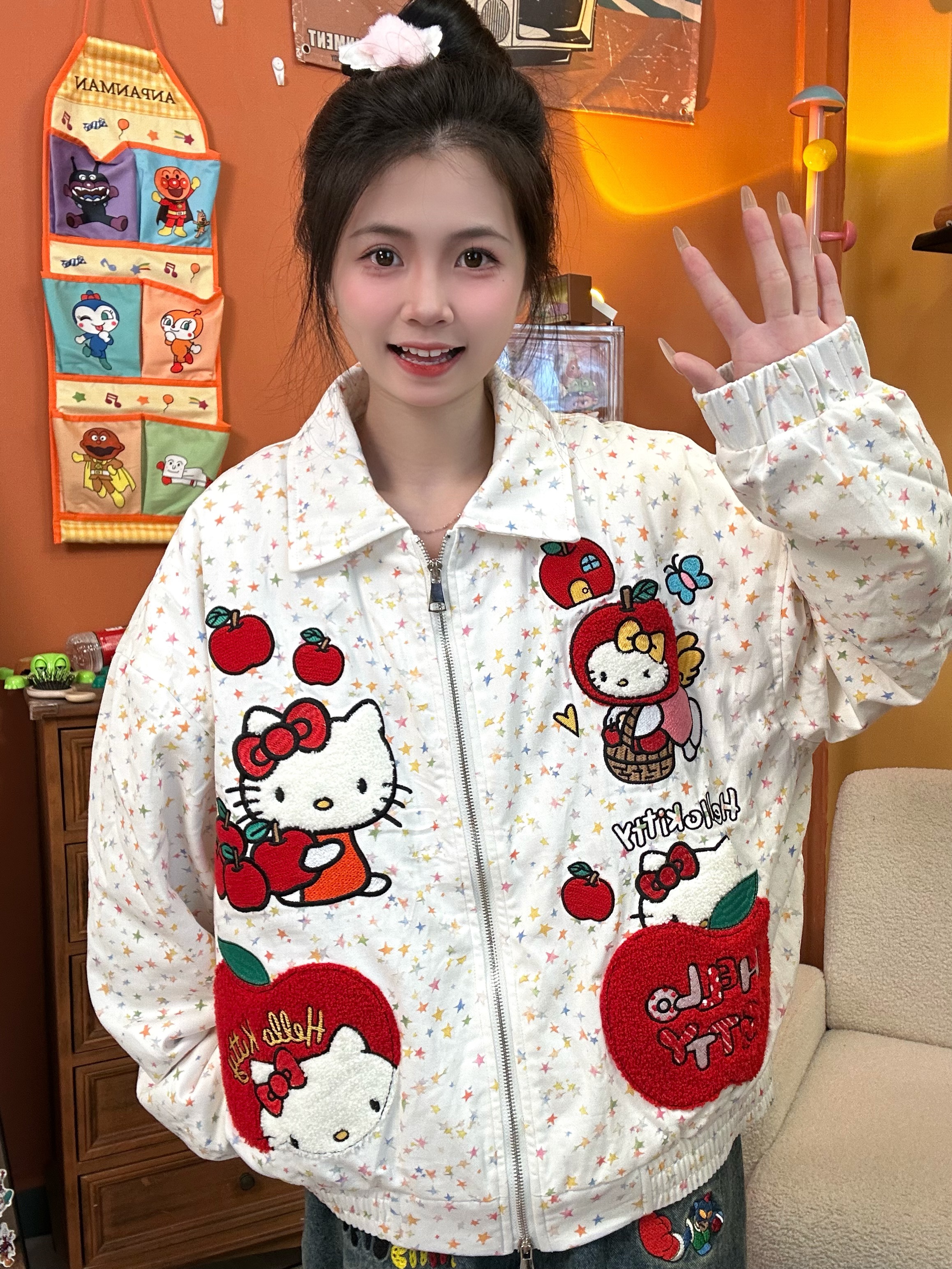 【Kaikai】秋季苹果Kitty头加厚外套