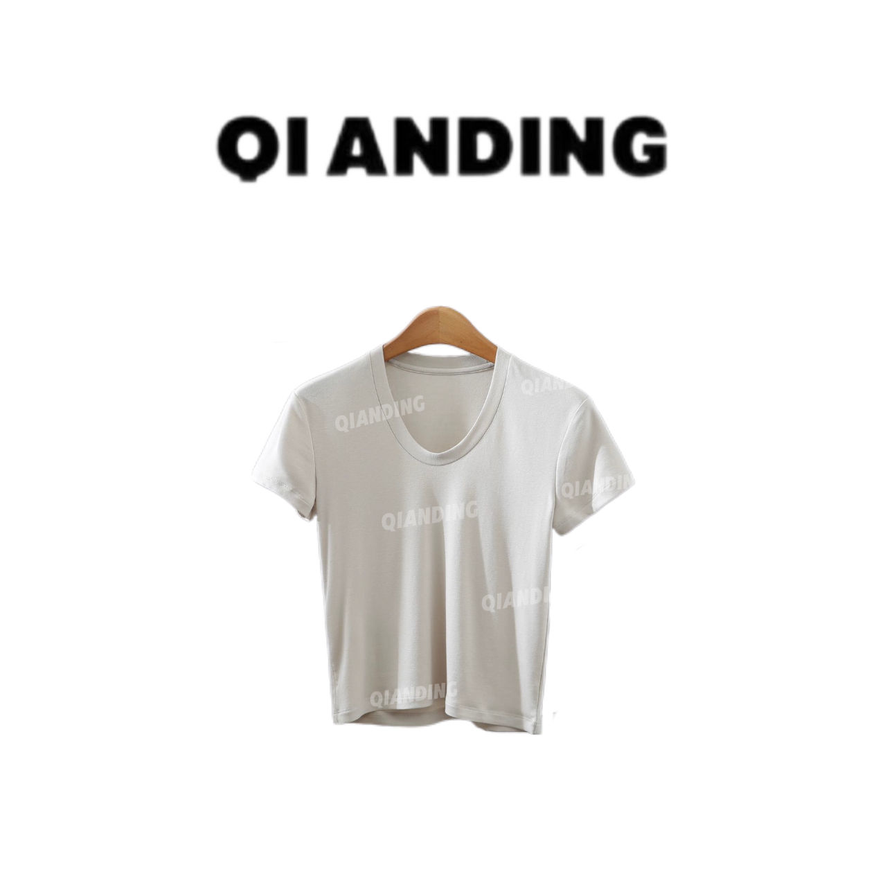 【QIANDING】2025 醋酸天丝羊毛U短袖T250013