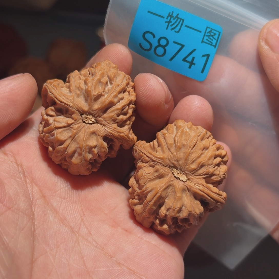 文玩核桃把件牡丹纹