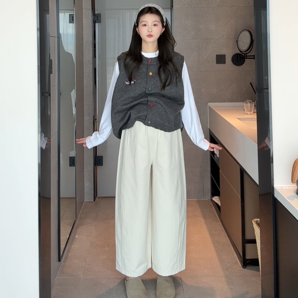 纯棉气球裤~孕妇2025年秋冬加绒新款阔腿奶奶裤宽松显瘦裤子外穿