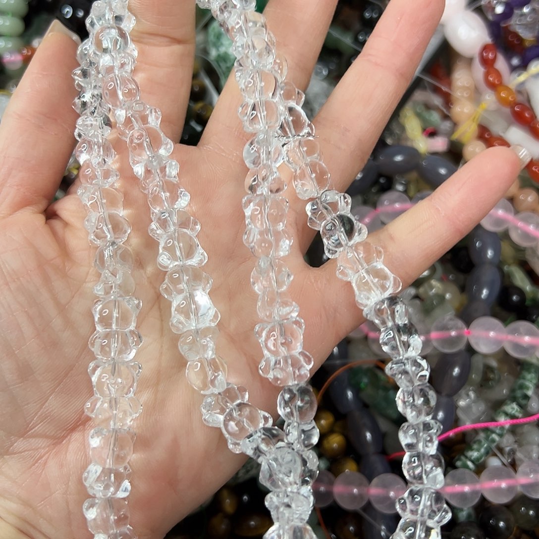 玛瑙/玉髓合金珠宝半成品，压电白水晶熊大长条