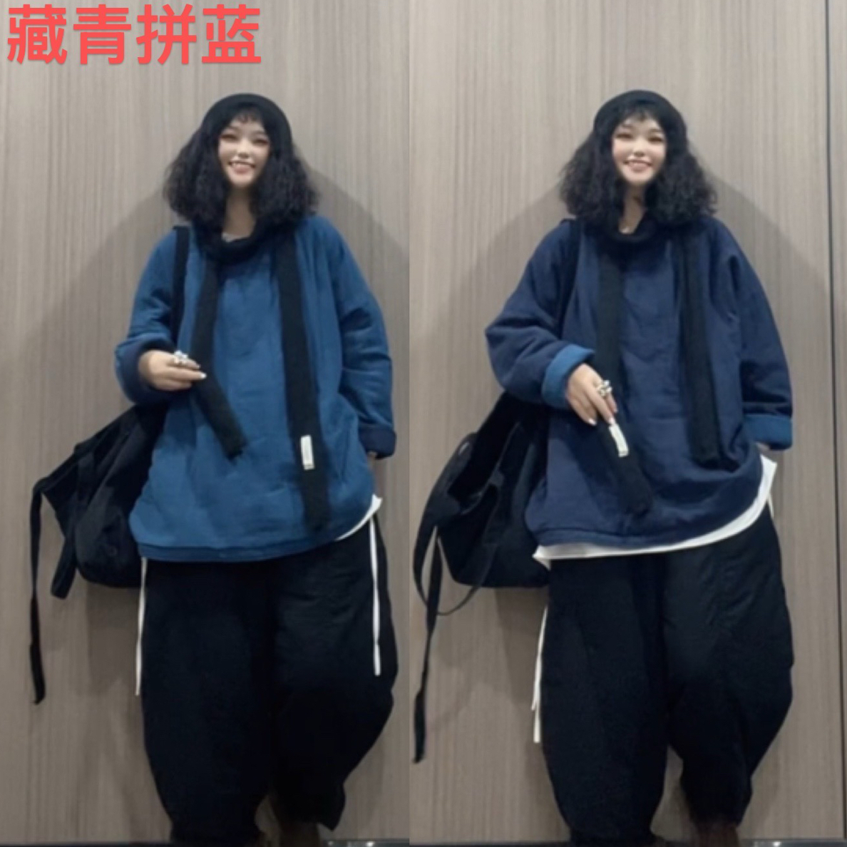 【若汐女装外套】文艺复古双面穿双纱棉麻圆领秋冬款套头棉服55970