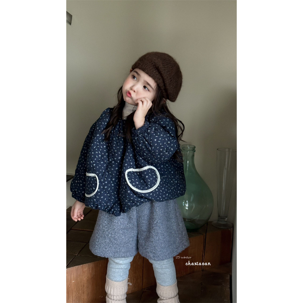 茶小安·25冬~韩系碎花外套X53097（童装汉服）藏青
