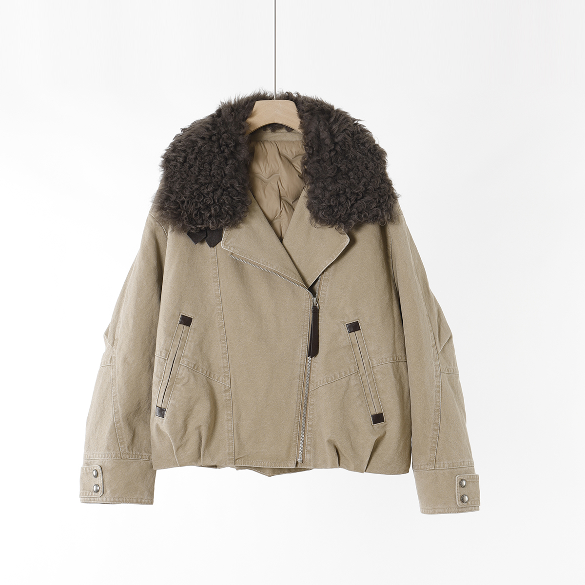 【小小专属】羽绒服可拆卸羊毛翻领短款鹅绒牛仔派克服  QWA4096