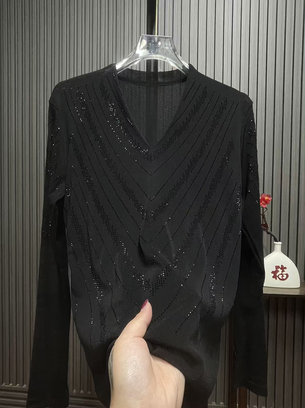 早秋满钻针织衫长袖减龄显瘦时尚百搭女士上衣宽松网红T恤