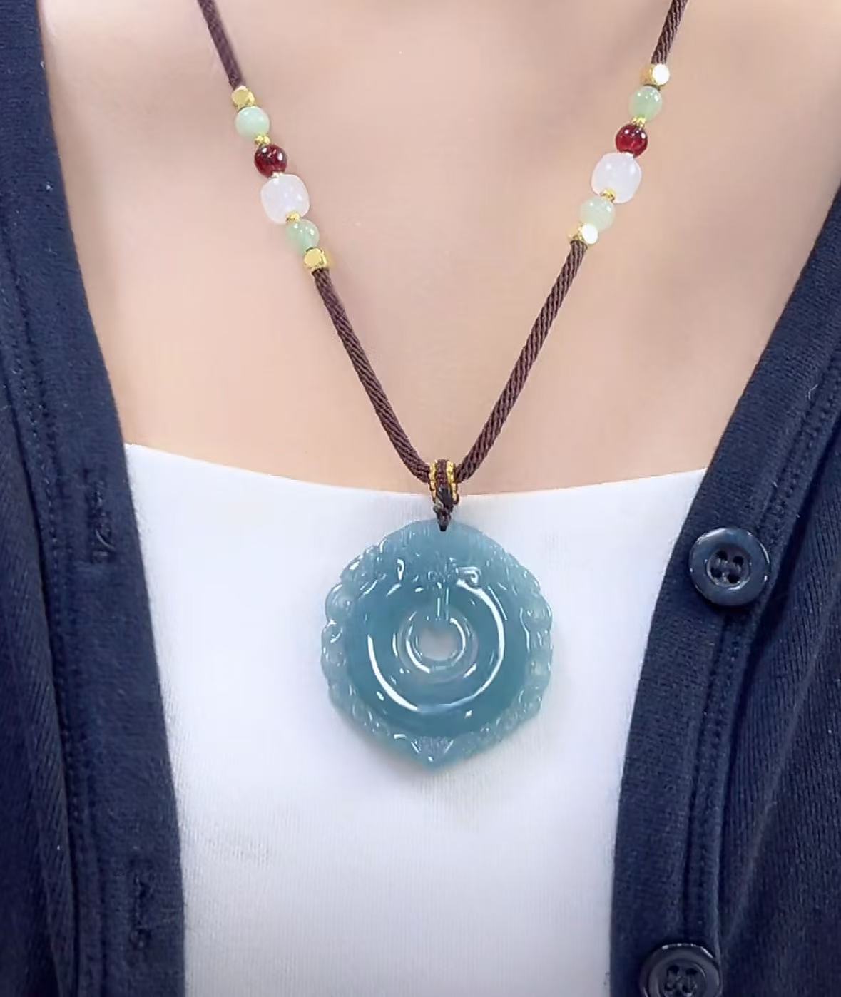 天然翡翠A货仿古平安扣（多样性发货发一件）高40+宽36-38厚5-8送绳