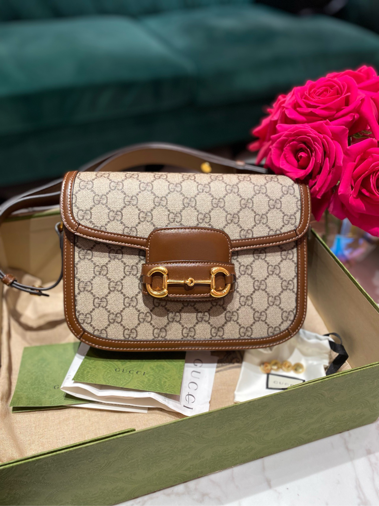 95新 GUCCI/古驰 1955马鞍中号/老花肖战同款/斜挎包