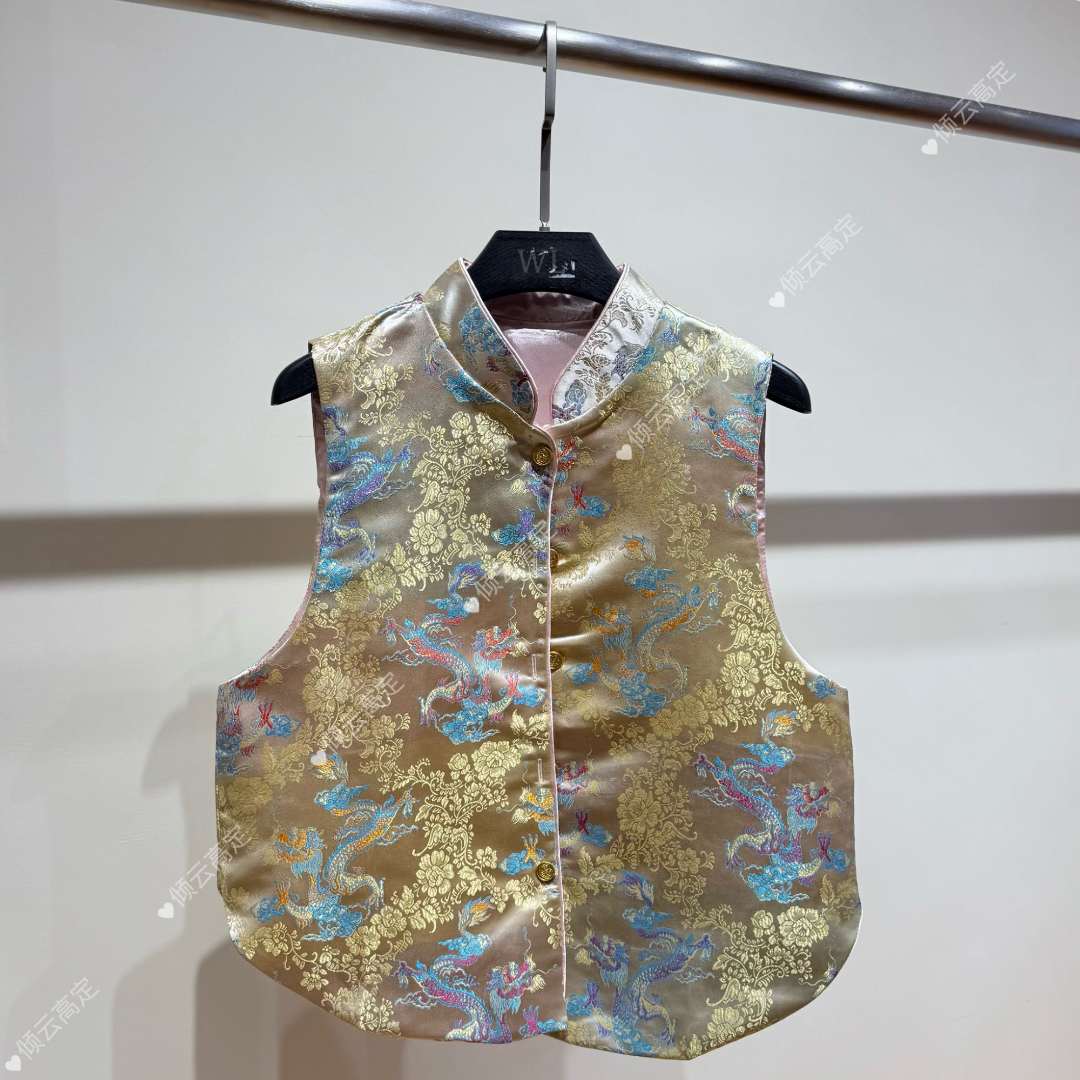 【倾云】原创设计师新中式复古双面穿宋锦马甲 Y7