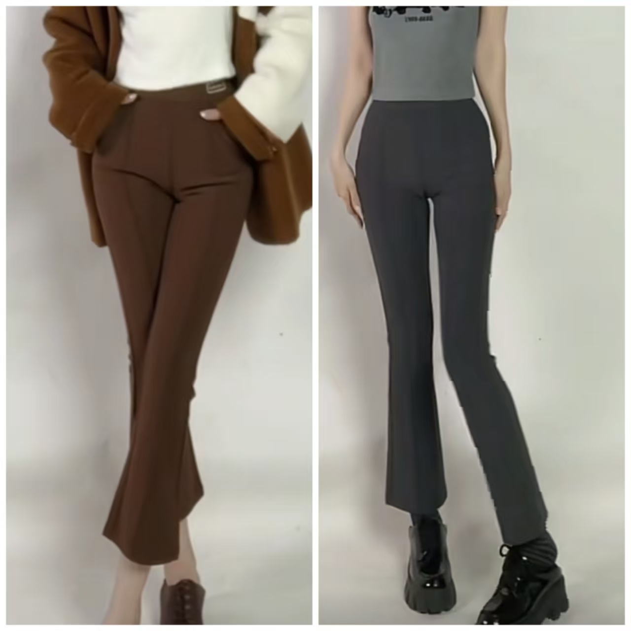 高弹多色加厚九分喇叭裤秋冬女款