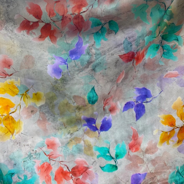 多彩树叶彩云缎.春夏连衣裙旗袍面料柔软舒适