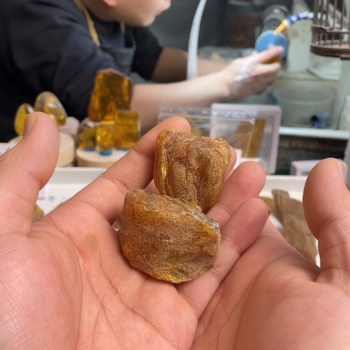 哑***蓝定制琥珀未镶嵌天然琥珀蜜蜡