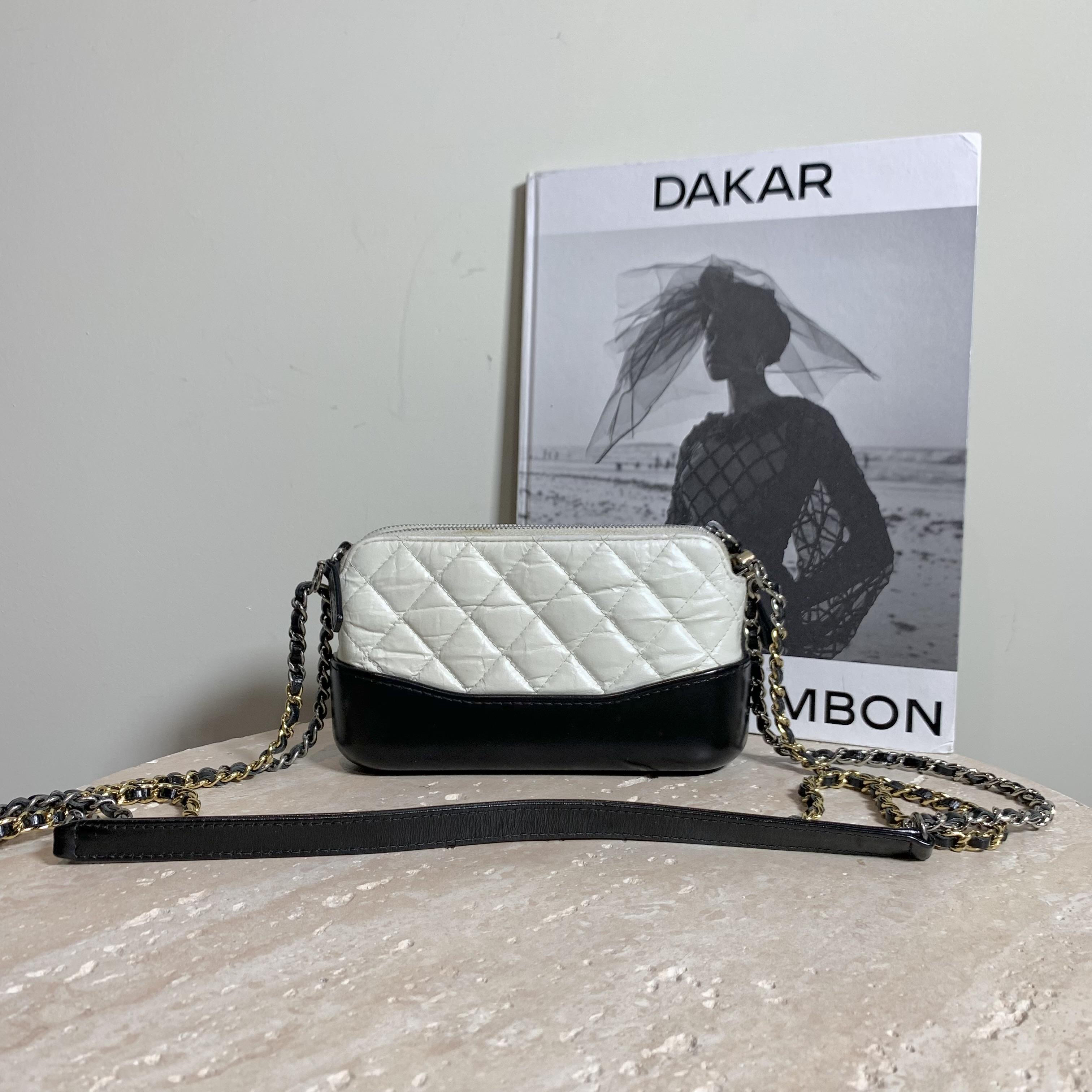 95新 Chanel/香奈儿 壹臻/若男专场黑白拼色mini流浪包/52430848