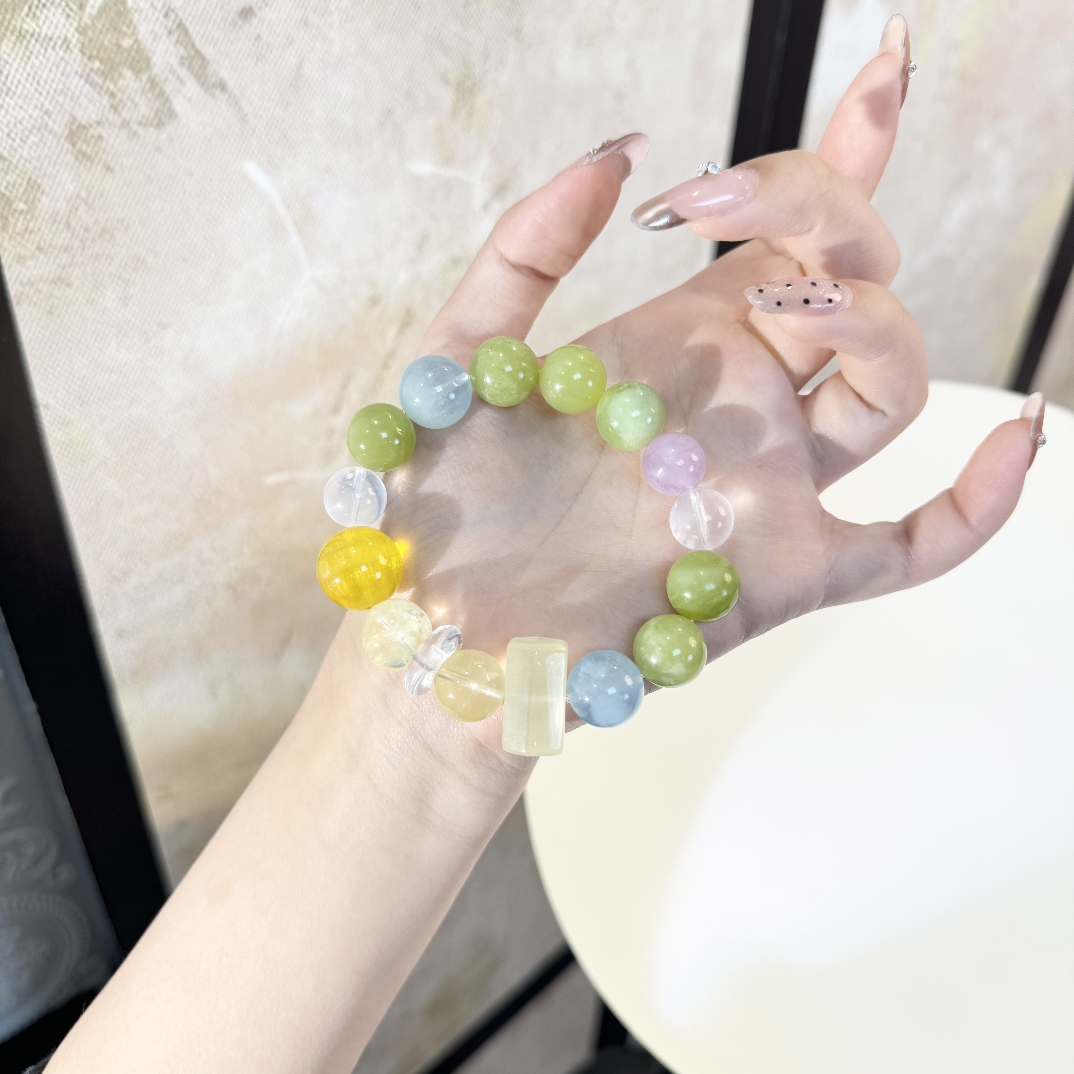 C*晴岚*天然水晶岫玉手串C4-1