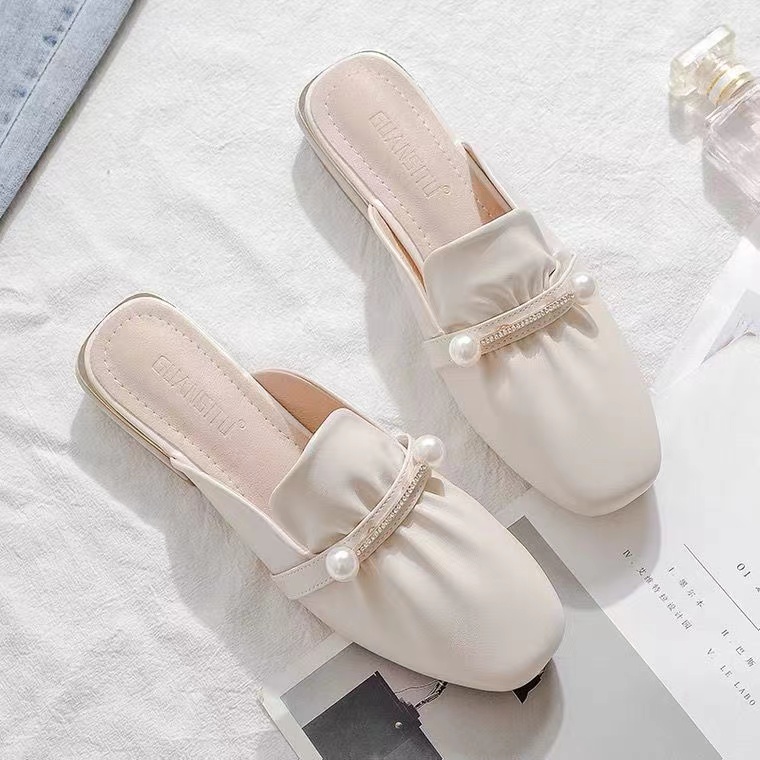 懒人鞋包头半拖鞋女外穿2025春夏新款网红半托单鞋穆勒鞋粗跟凉拖