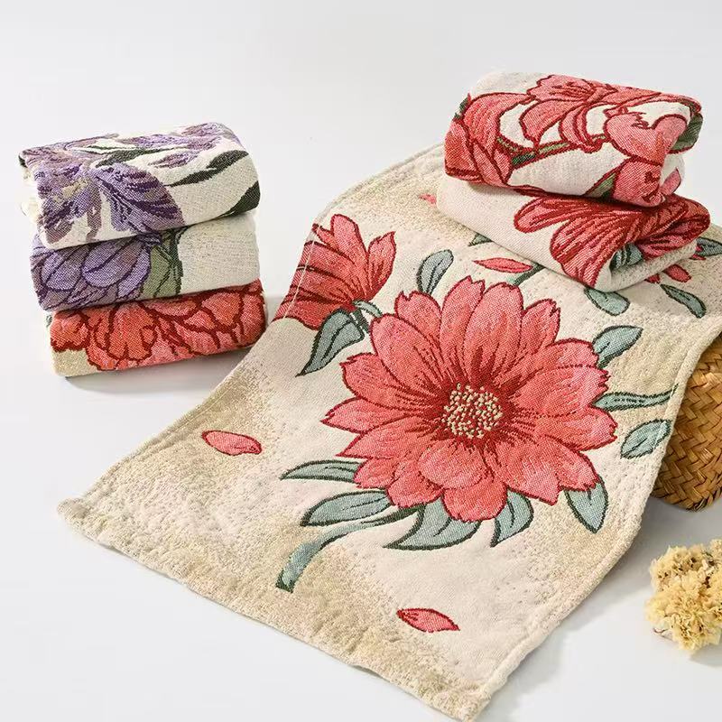 一枝独秀系列纯棉擦脸巾  复古家用加厚棉质 拍一发四 