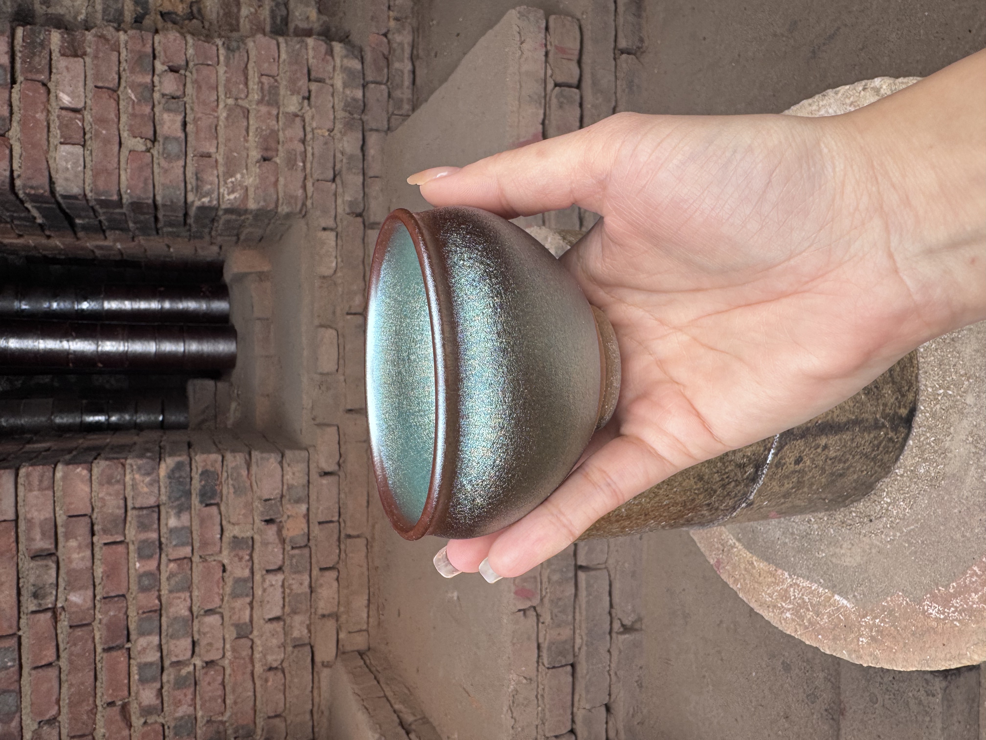  闪购建窑建盏 极光幻彩（蓝） 茶器主人杯礼盒装带溯源证书电烧