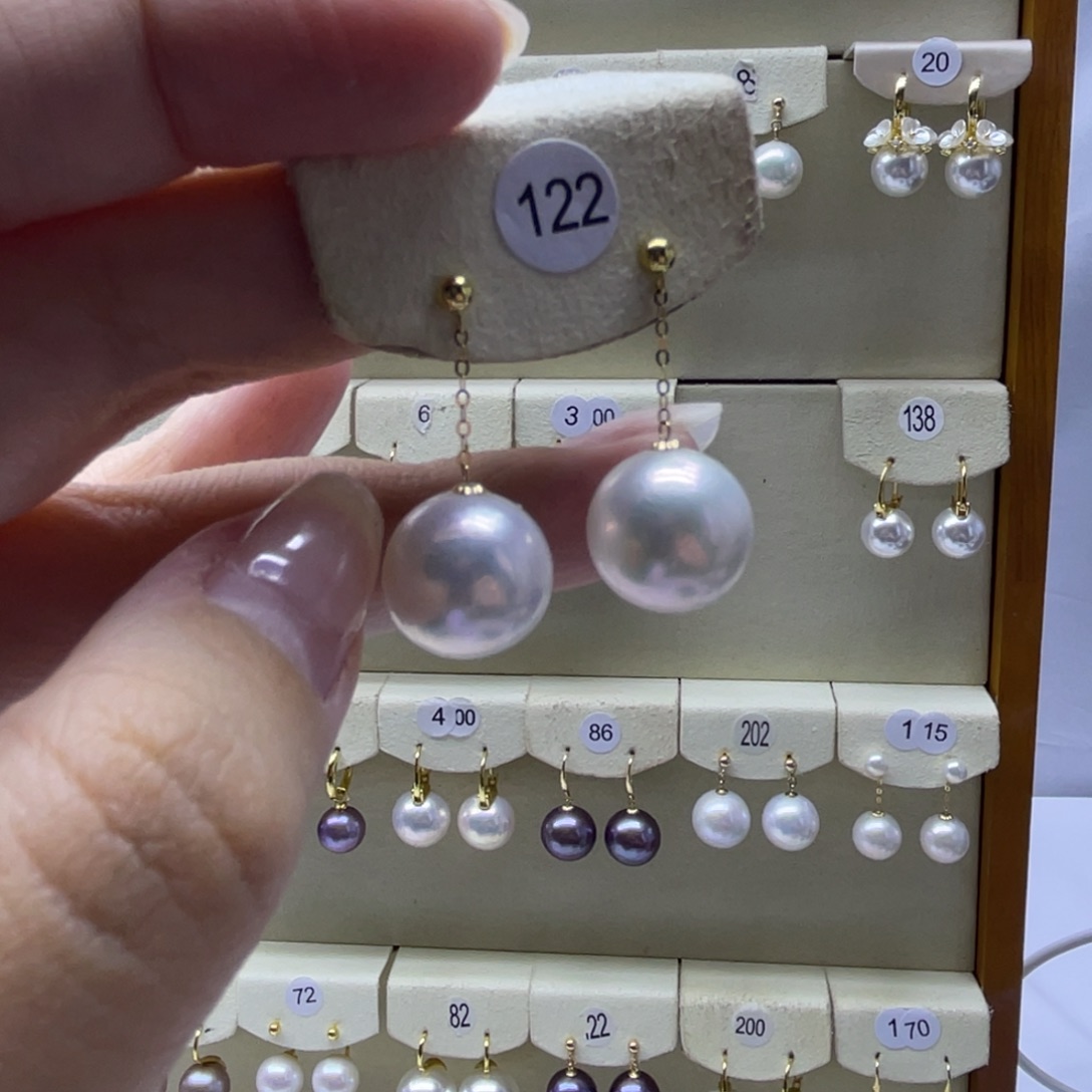 淡水珍珠耳饰18K金镶嵌