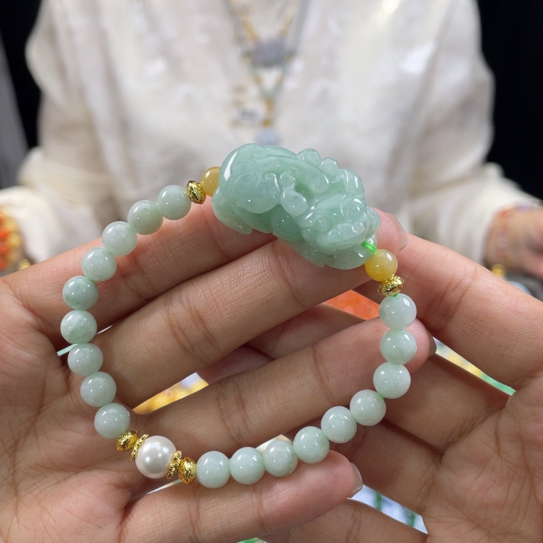 翡翠手链未镶嵌代编织