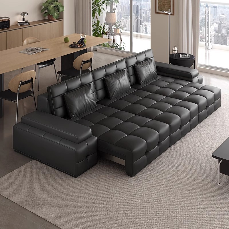 【电动劳伦斯】家用沙发客厅真皮沙发现代简约客厅直排沙发