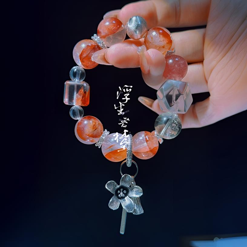 天然水晶红胶花设计款 358  元  单价拍10件是真实价格