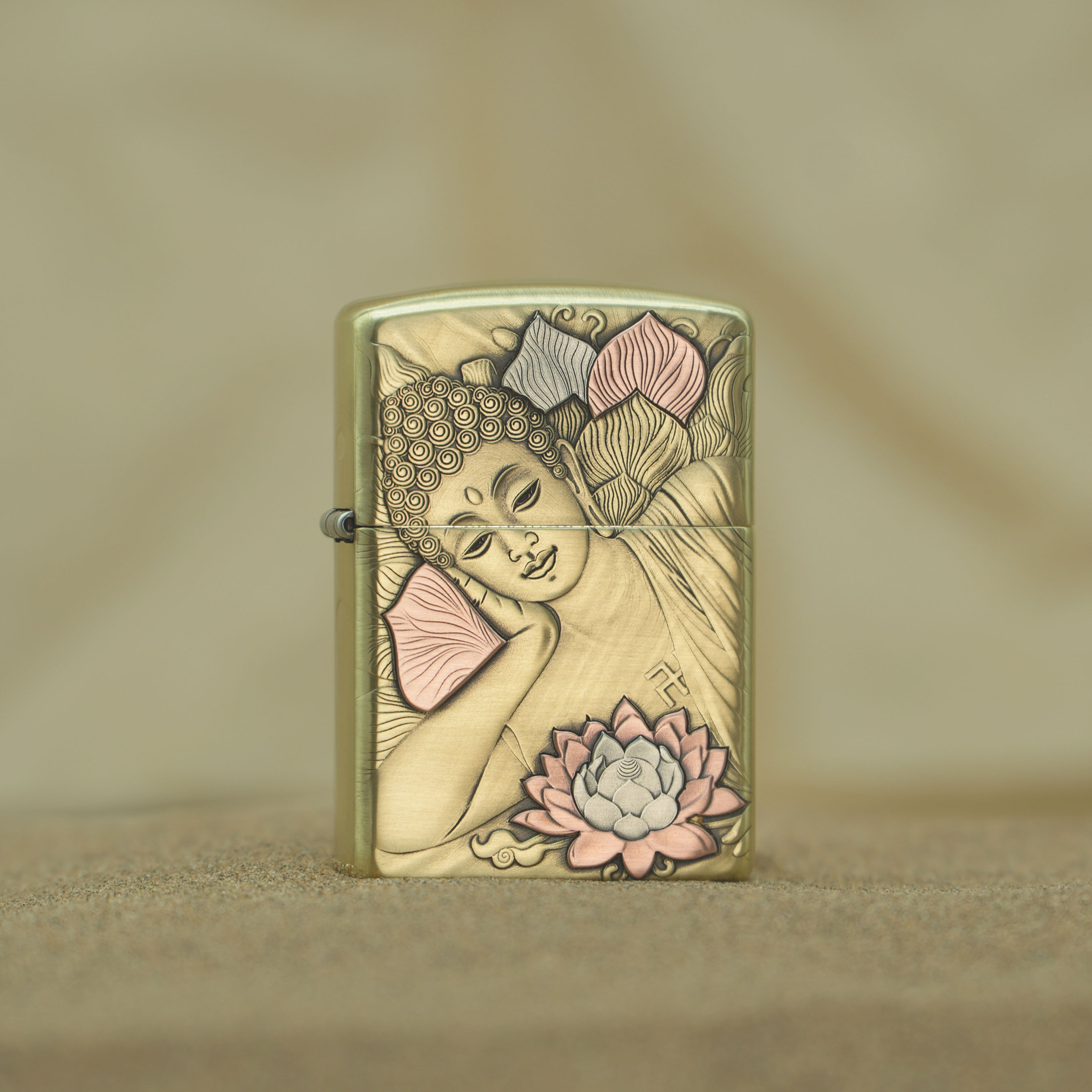 ZIPPO/之宝随心大日如来纯铜盔甲官方正品紫铜镶嵌双面立体DYJ1