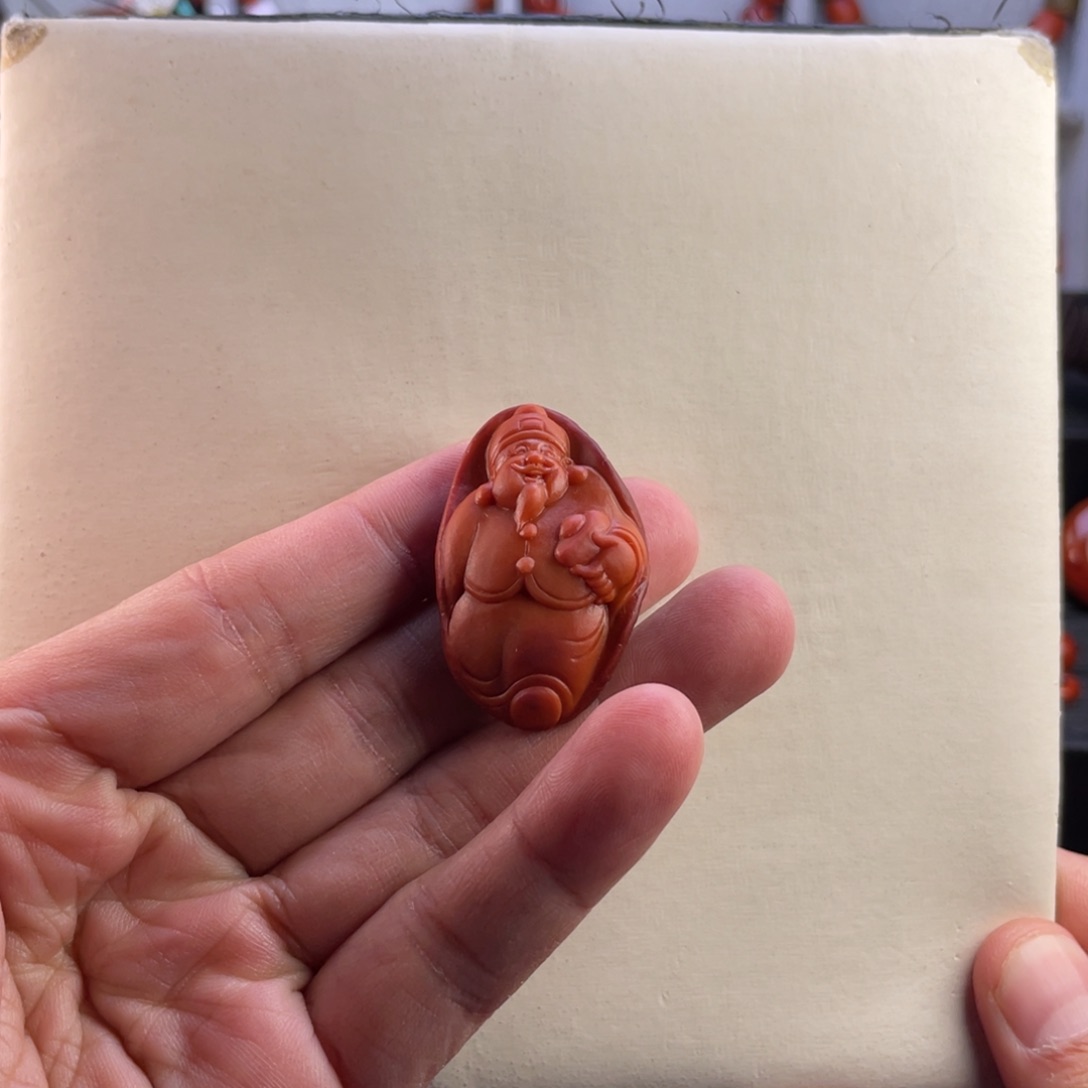 南红玛瑙珠宝奇石未镶嵌铁皮包浆财神吊坠