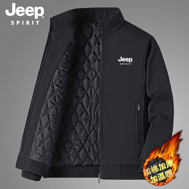 JEEPSPIRIT吉普男士秋冬棉服休闲大码加绒加厚保暖棉衣中老年外套