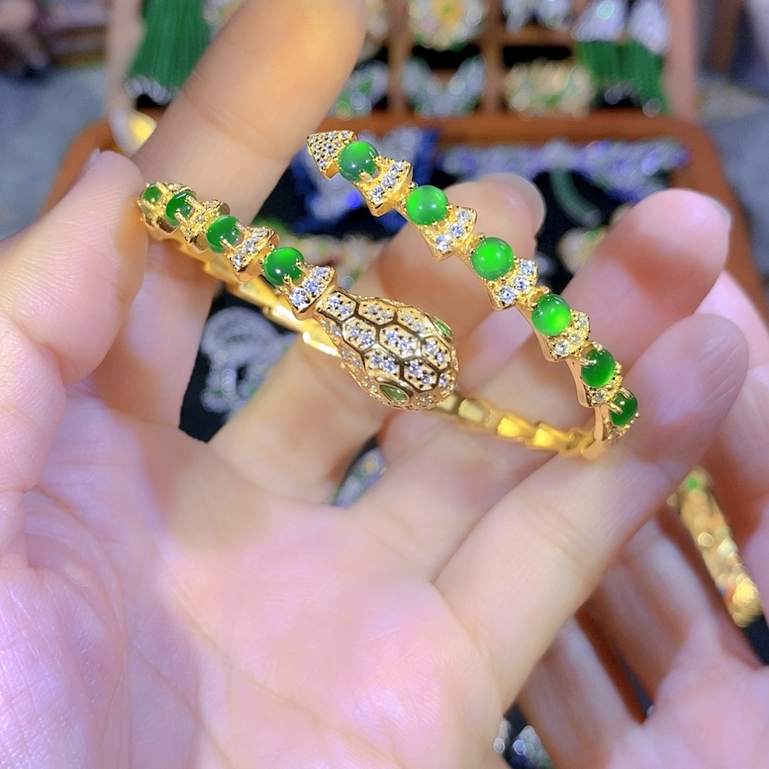 吊坠(不含链)银S925镶嵌翡翠