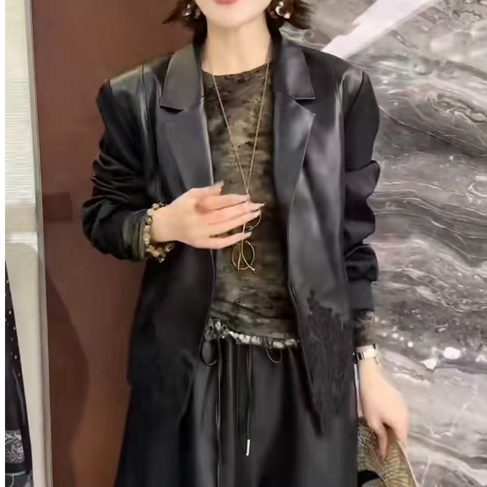 KIKI严选：031-2-零点520家南油欧货秋季西装酷飒小众设计皮外套