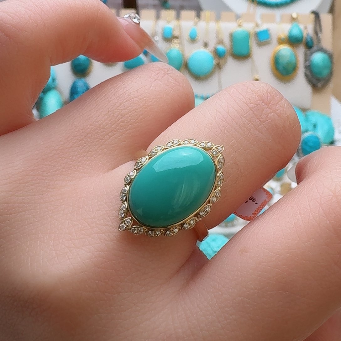 绿松石珠宝奇石18K金镶嵌