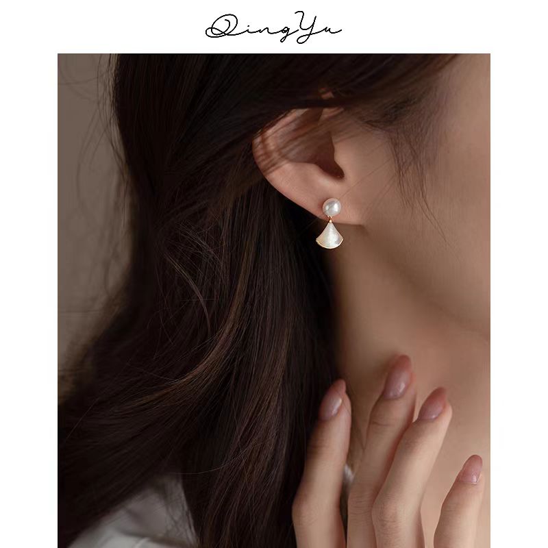 玉海珠宝A13丨淡水珍珠小裙子耳环耳钉时尚百搭气质精致