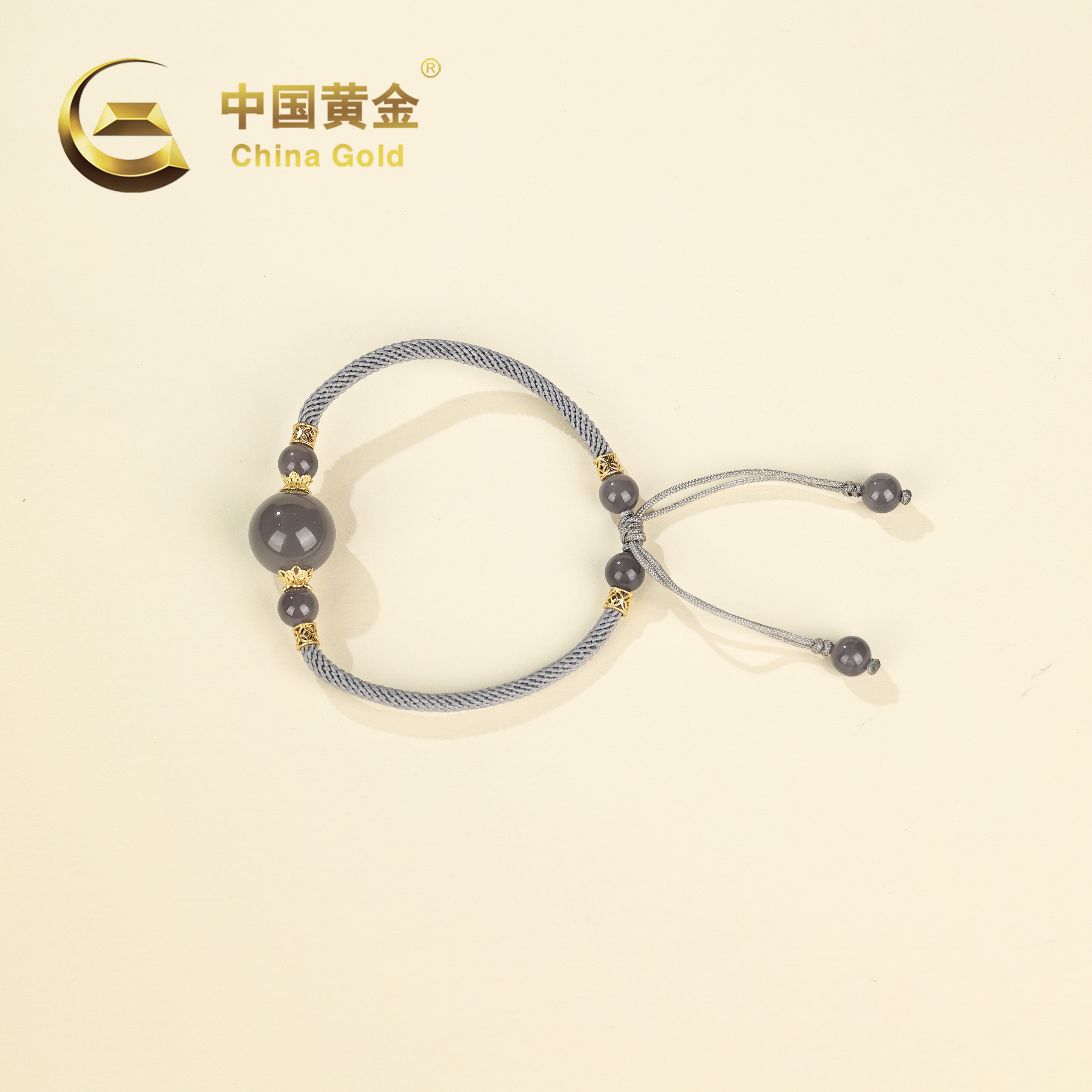 【中国黄金】S925银和田玉烟紫圆珠手链-S1712-【北】