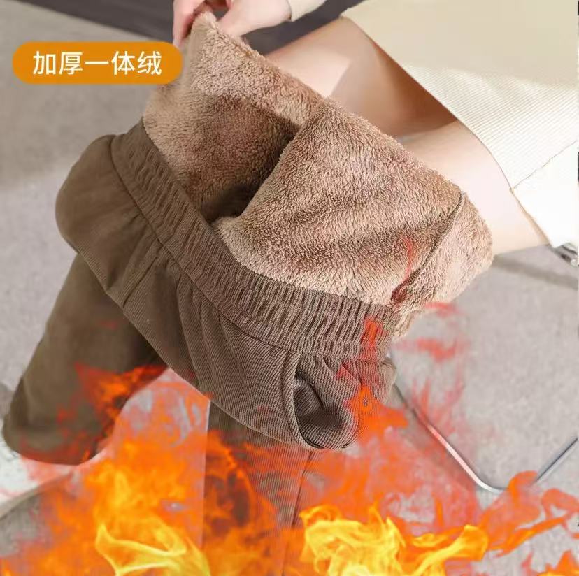 2025年【品牌订单】加绒特厚女士高腰休闲显瘦哈伦裤直筒裤