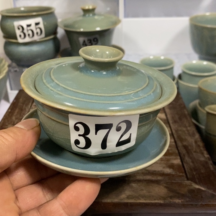 晒***了盖碗瓷原矿釉原产地汝瓷微瑕