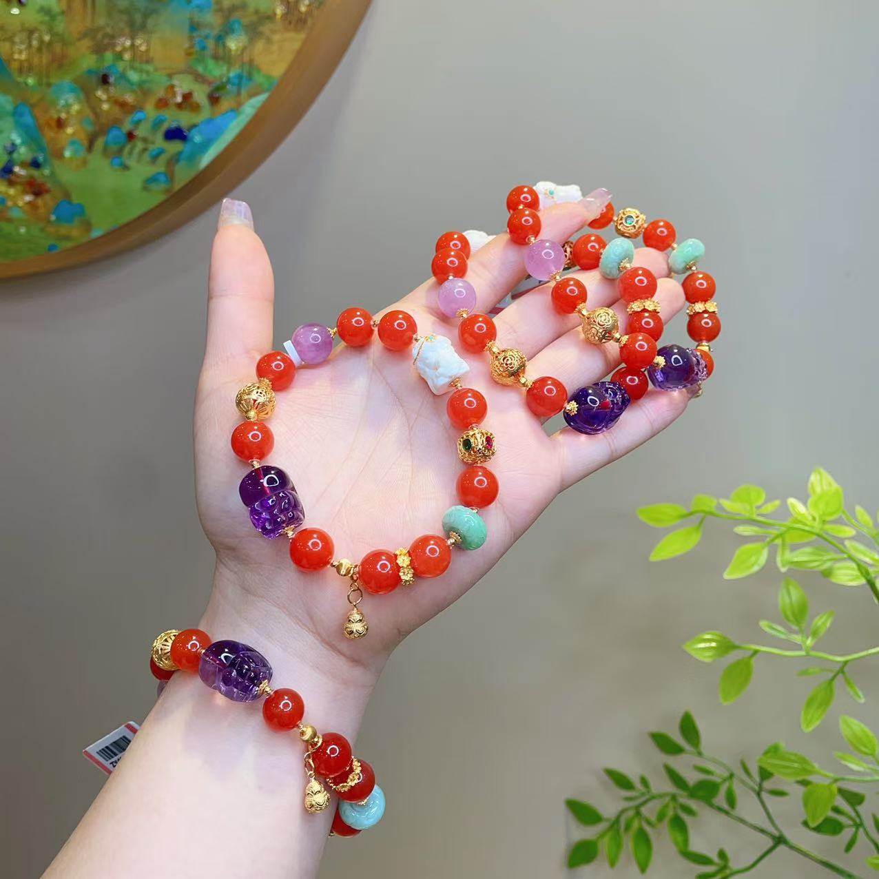 【主播推荐】18k金南红手链@ZY41226025@多样性发一