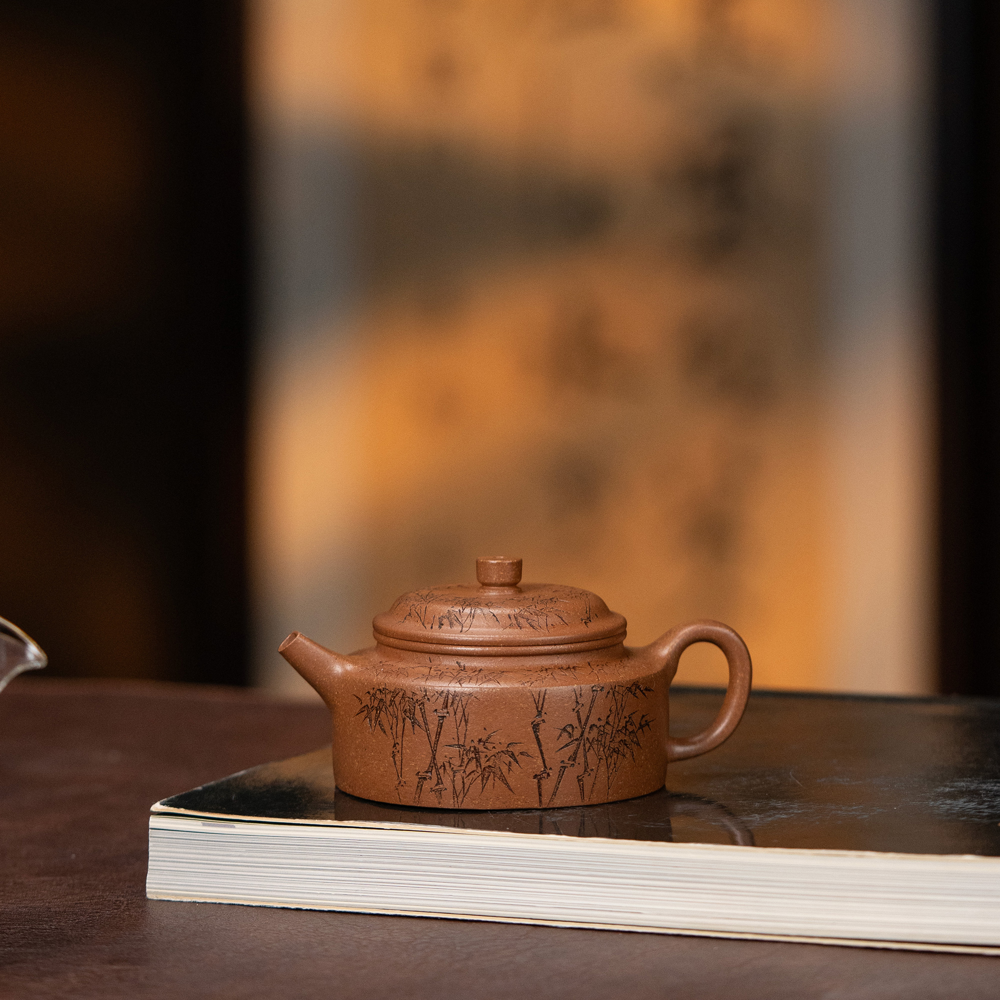 【利贞l春竹扁德钟】李建军制 原矿桂花砂 约130cc 紫砂壶茶具LJJ