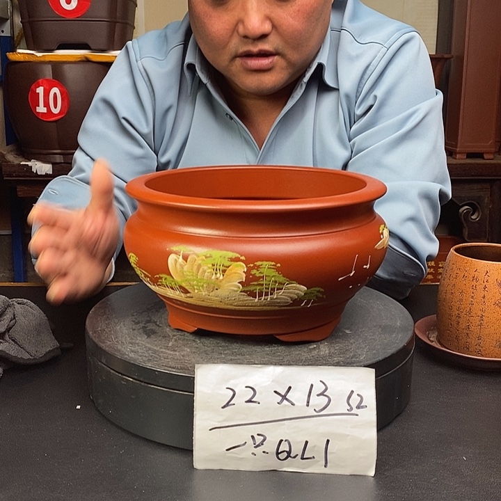 紫砂花盆货号一只QL1