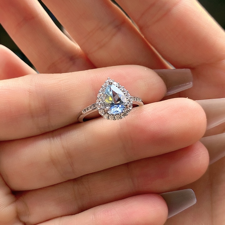 海蓝宝石戒圈银S925镶嵌