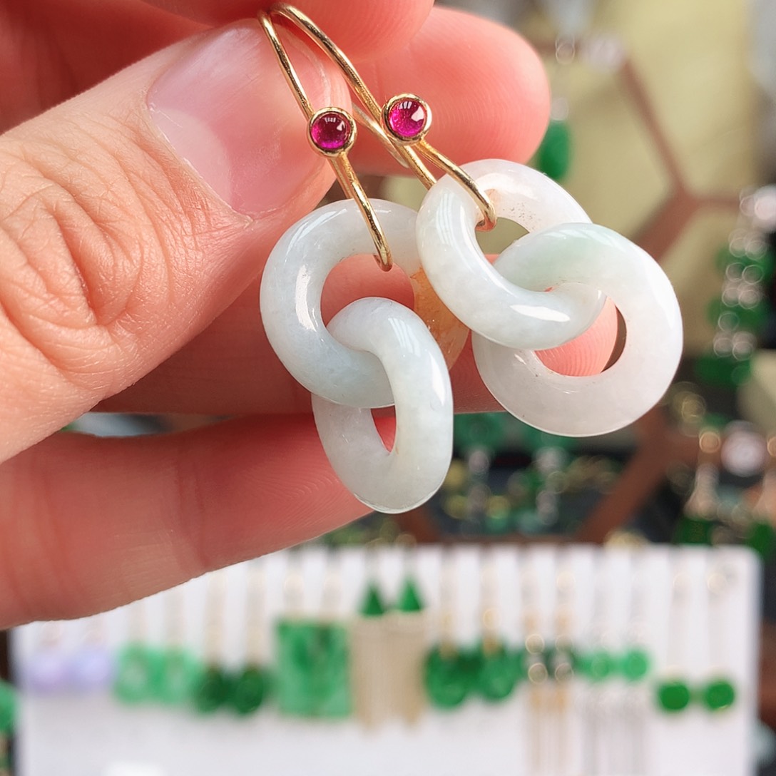 翡翠耳饰银S925镶嵌耳饰